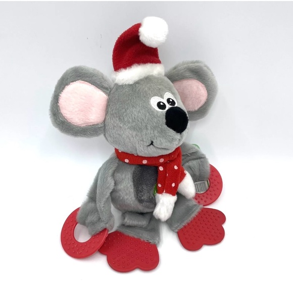 Top Paw Mouse Santa Teether Squeaky Toy Plush - Picture 3 of 7